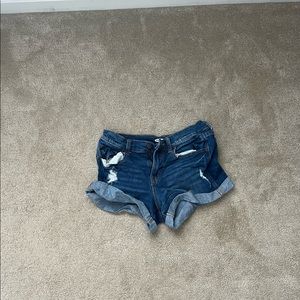 dark blue jean shorts